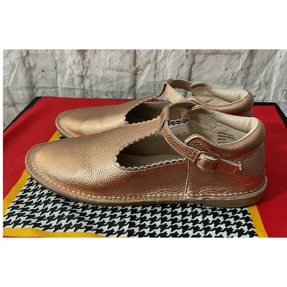 Monkey Feet Size 39 W 8.5 Pebbled Metallic Leather T Strap Mary Jane Comfort - Picture 2 of 7